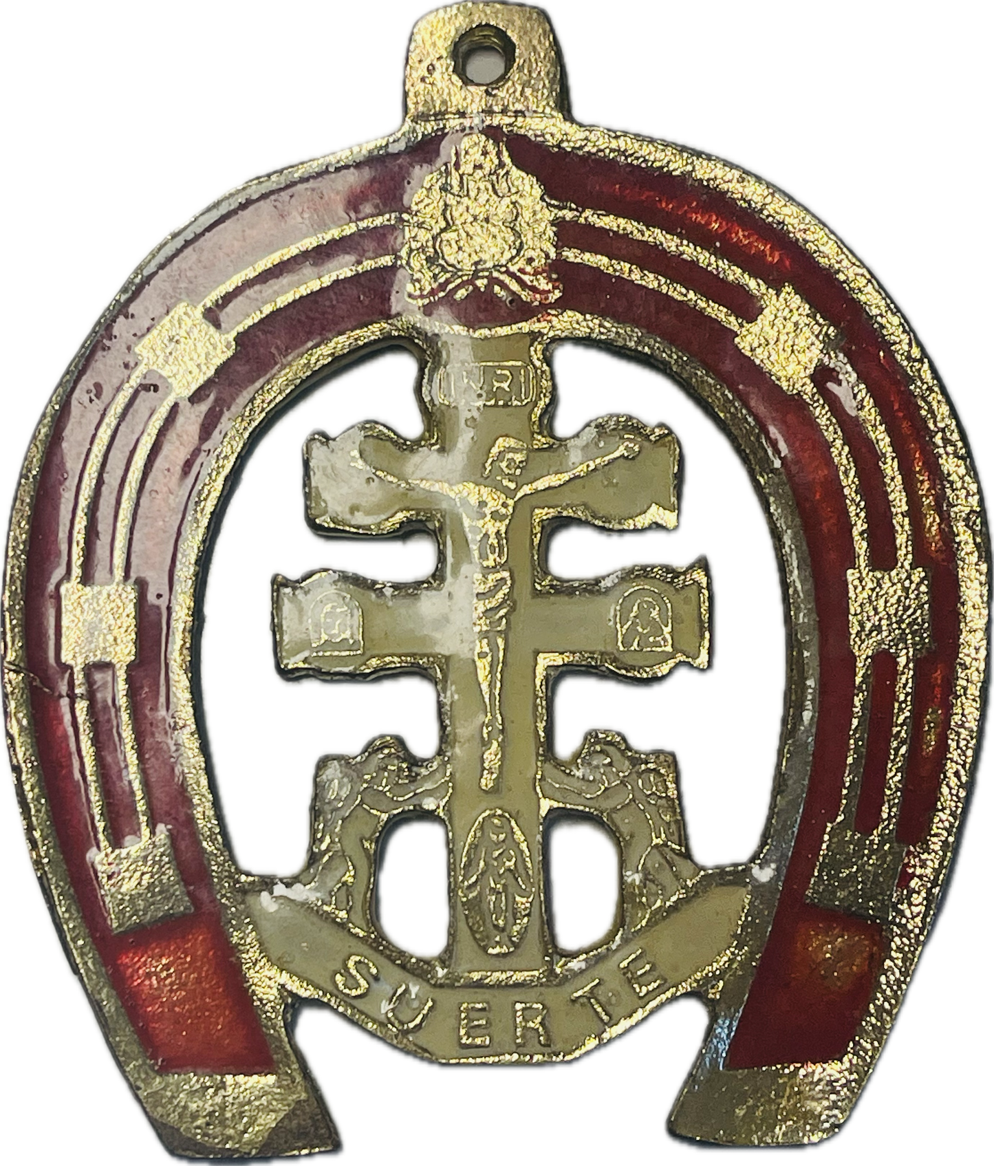 Cruz De Caravaca Con Herradura Roja