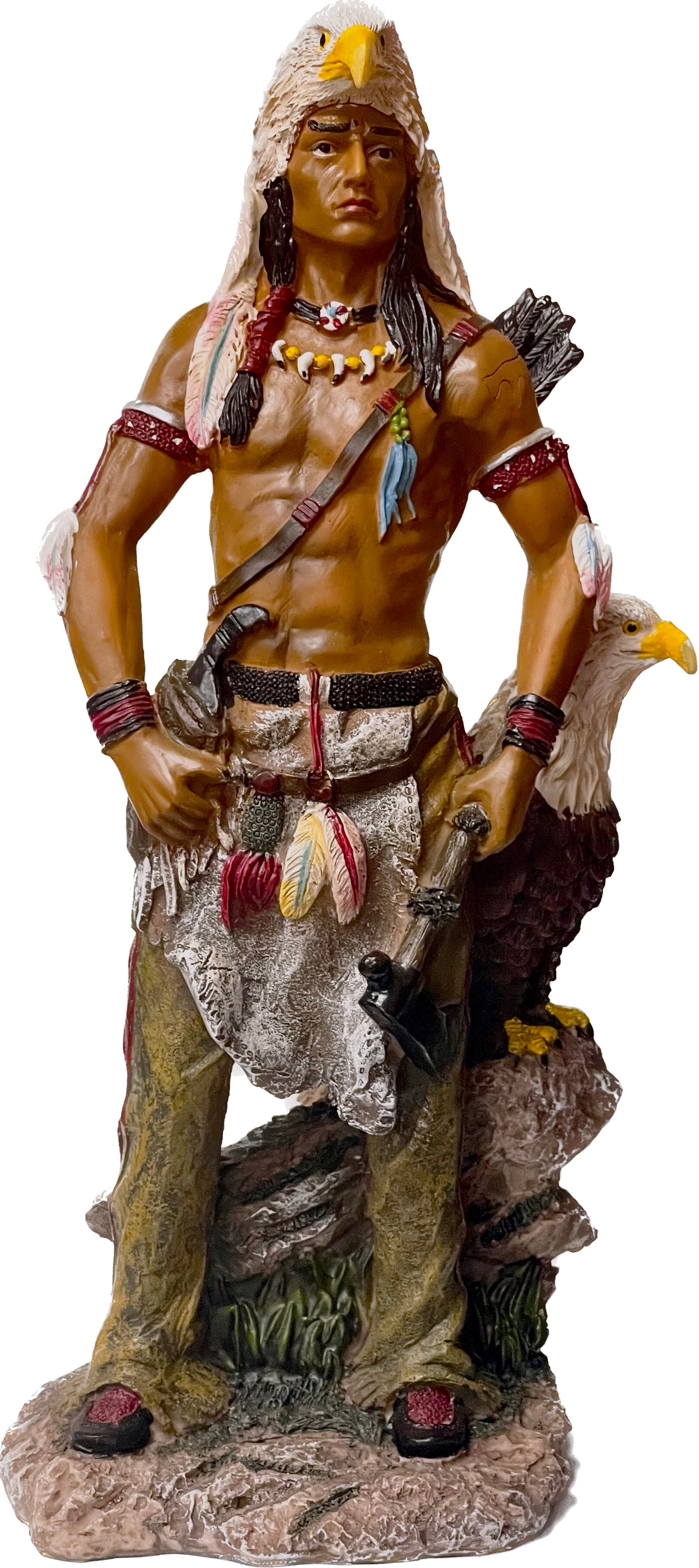 Estatua India Warriorwith Eagle