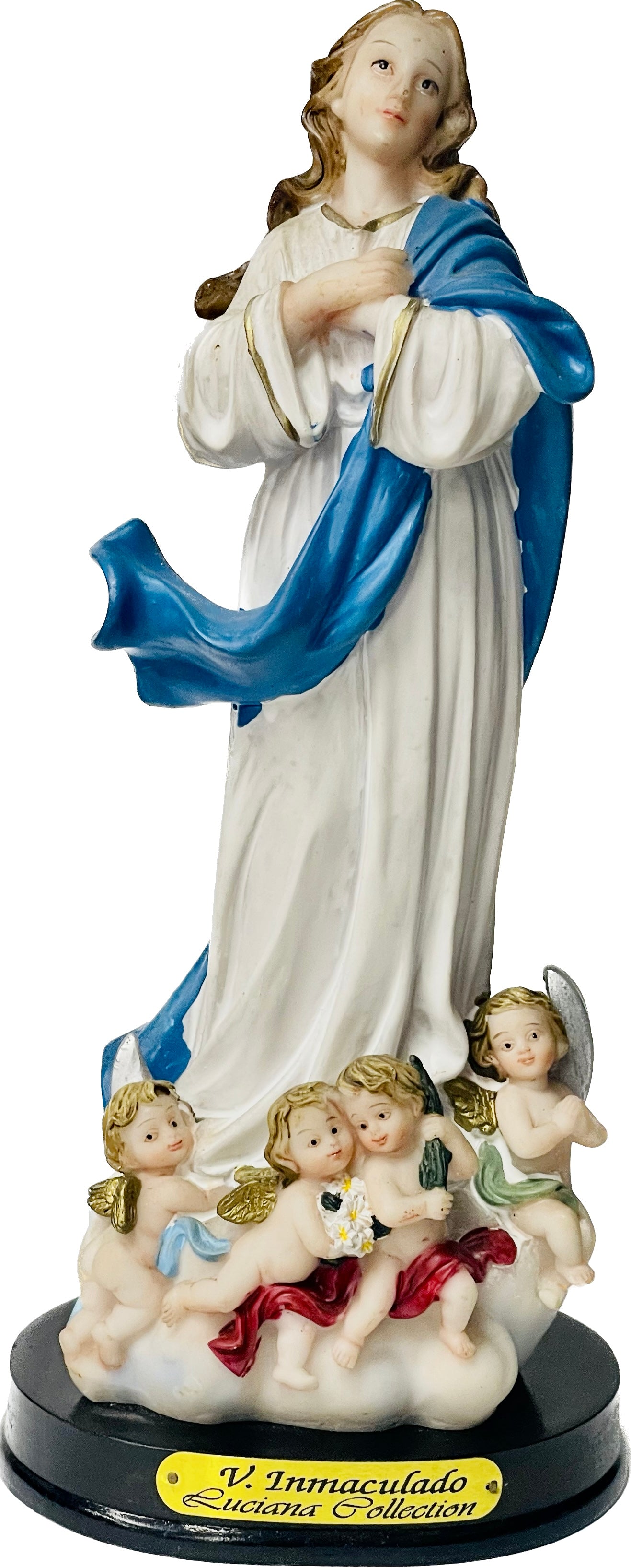 Estatua Inmaculada Concepcion 10 Inches Pedestal De Madera