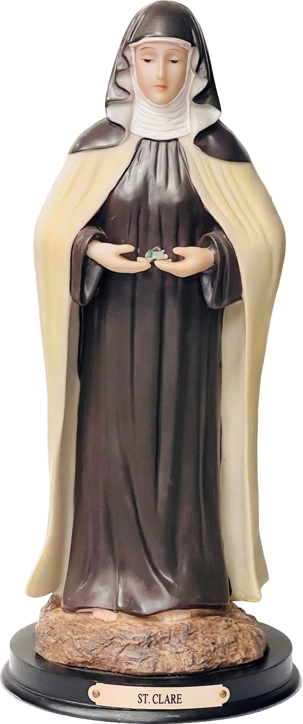 Estatua Santa Clara 12 Inches Pedestal Madera