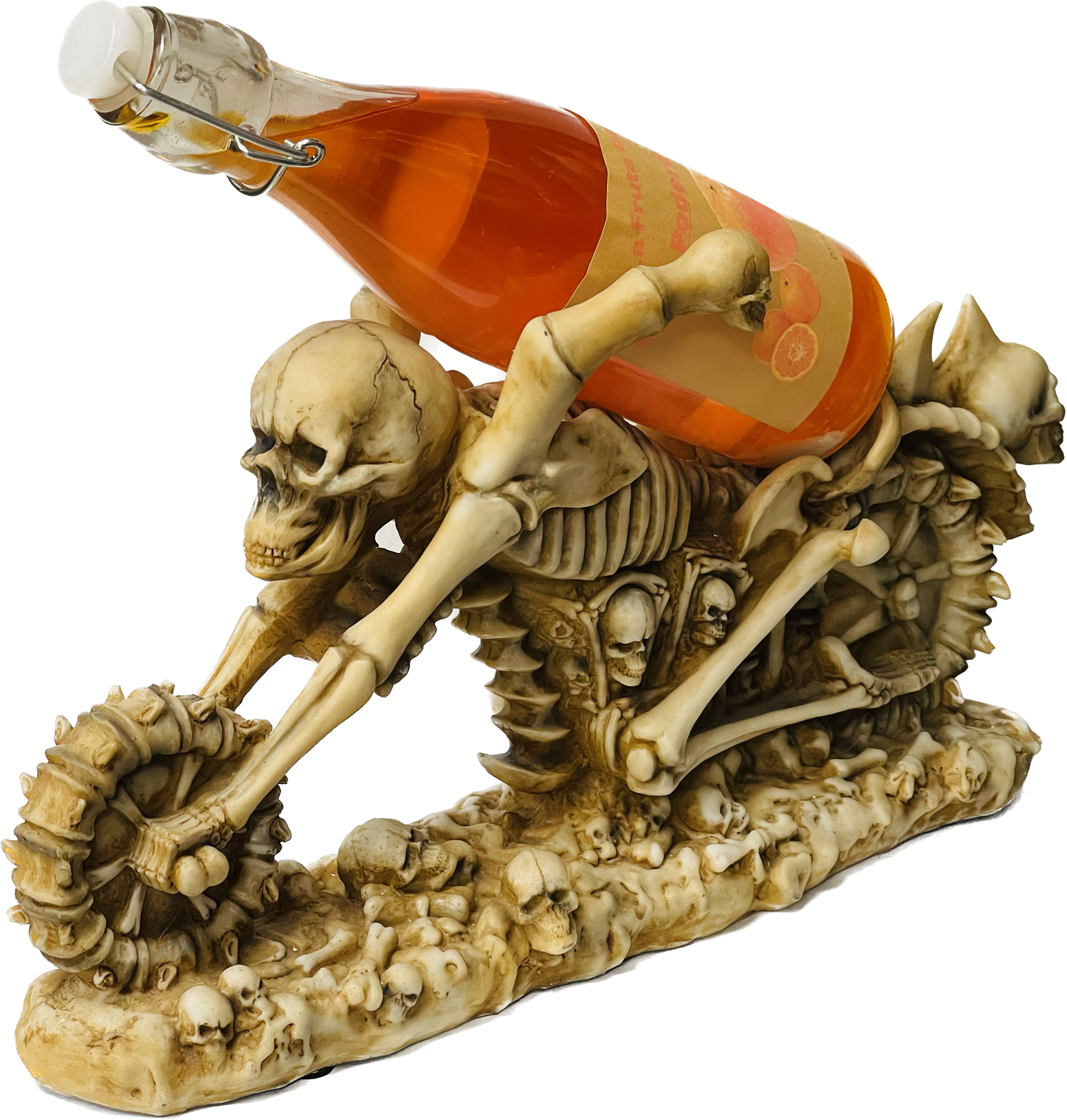 Estatua De Skull Motorcycle Wine Rest