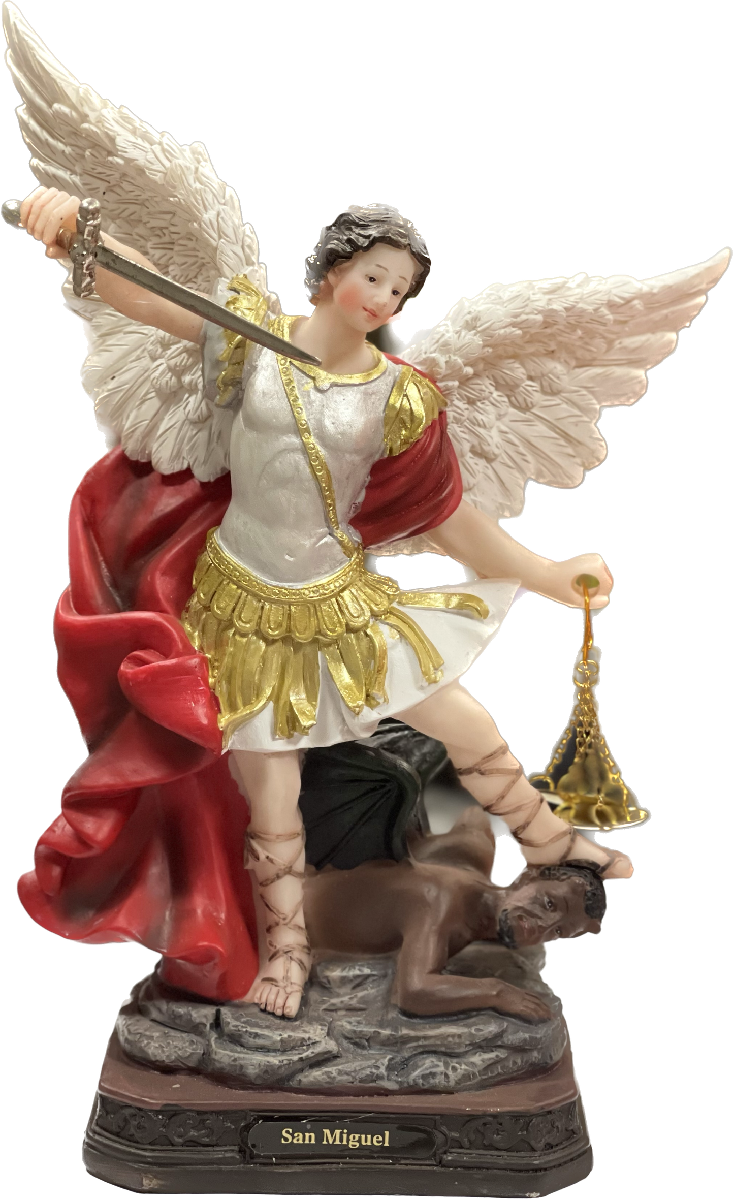 Estatua San Miguel Arcangel Alas Blancas 8" Santuario