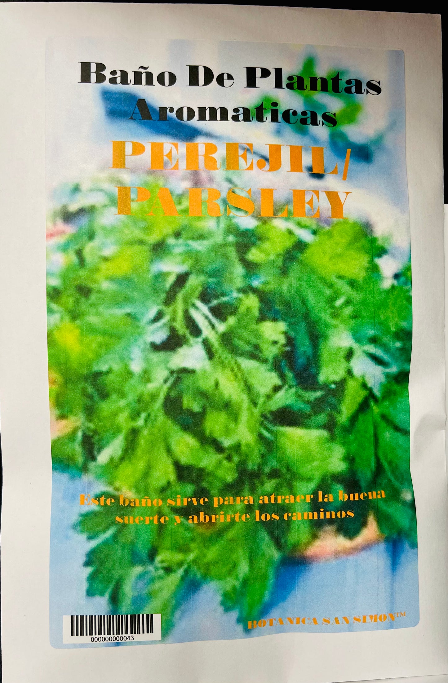 Baño de Plantas Aromaticas Perejil / Parsley