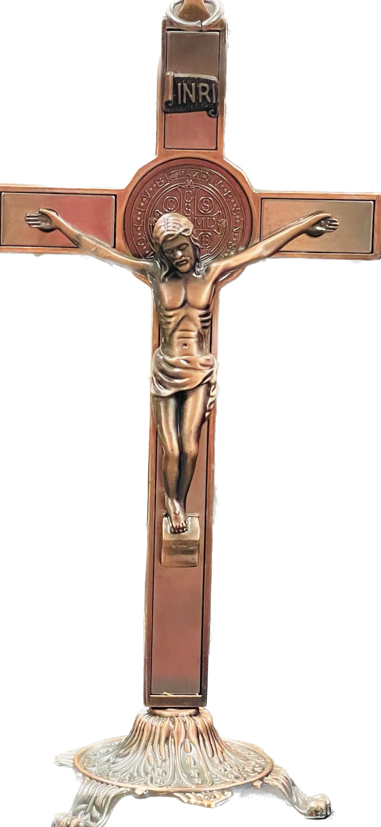 Cruz Base de Metal San Benito Bronce 8 Inches