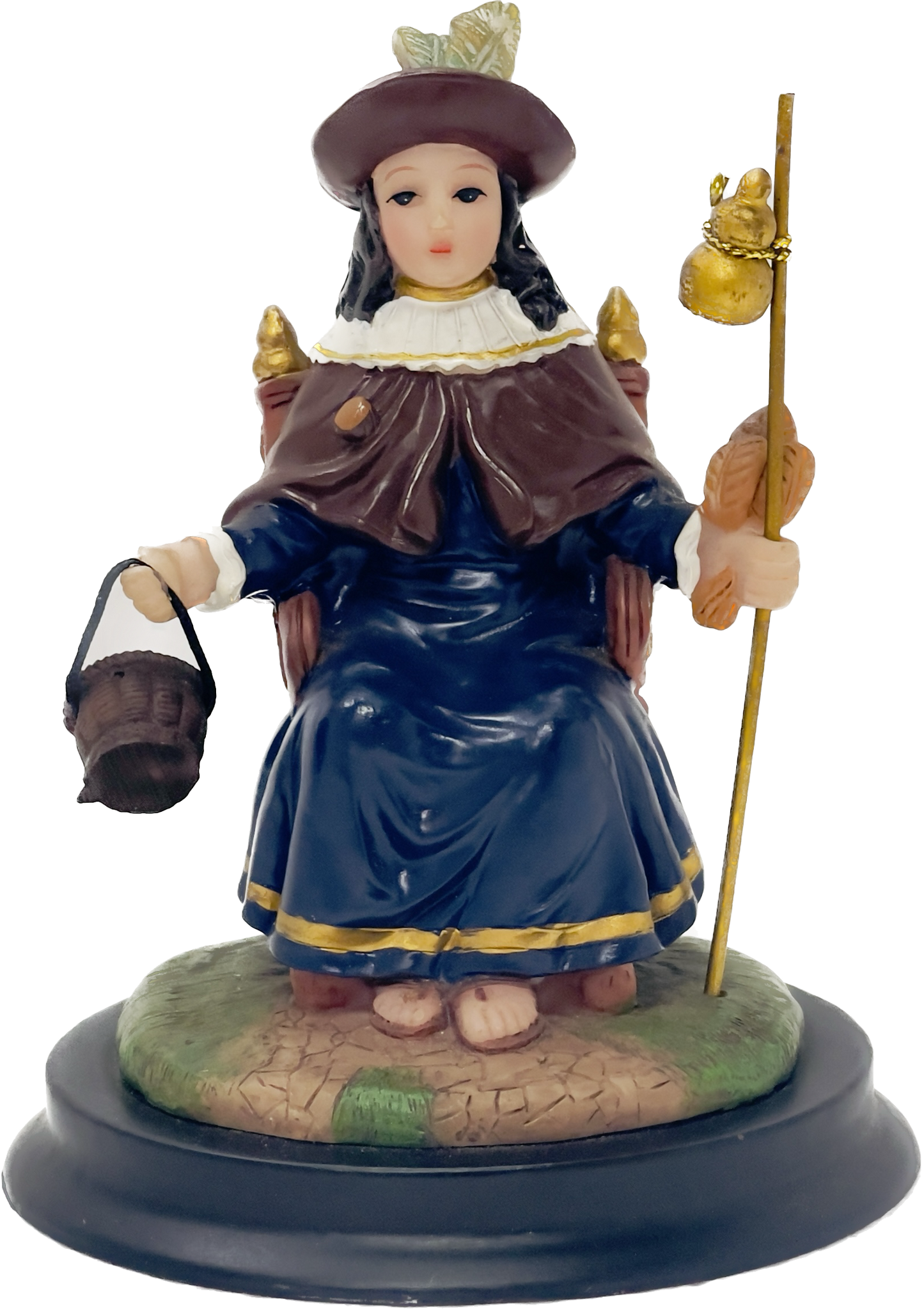 Estatua Niño De Atocha 5 Inches Con Pedestal De Madera