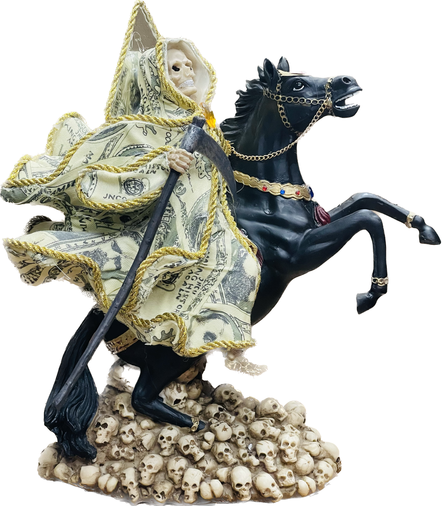 Estatua Santa Muerte Money Black Horse