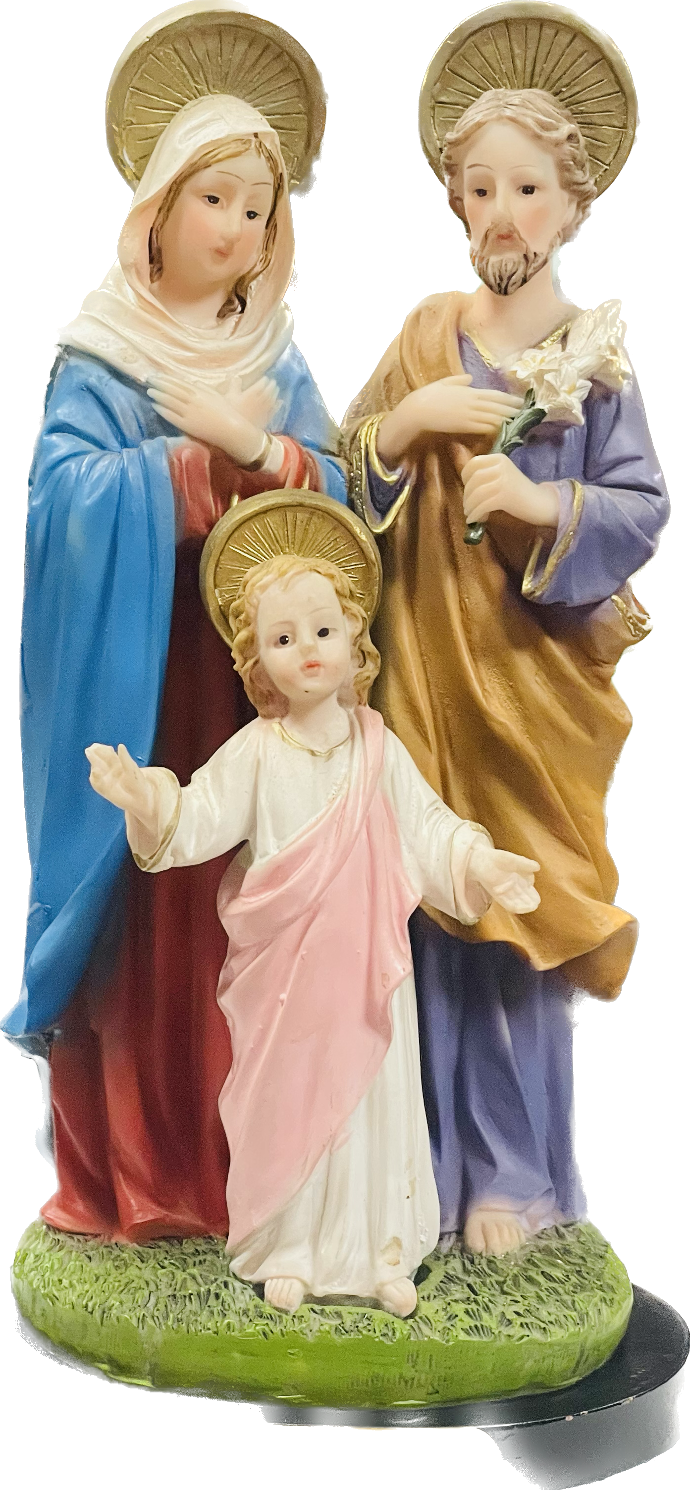 Estatua Sagrada Familia 10 Inches Pedestal De Madera