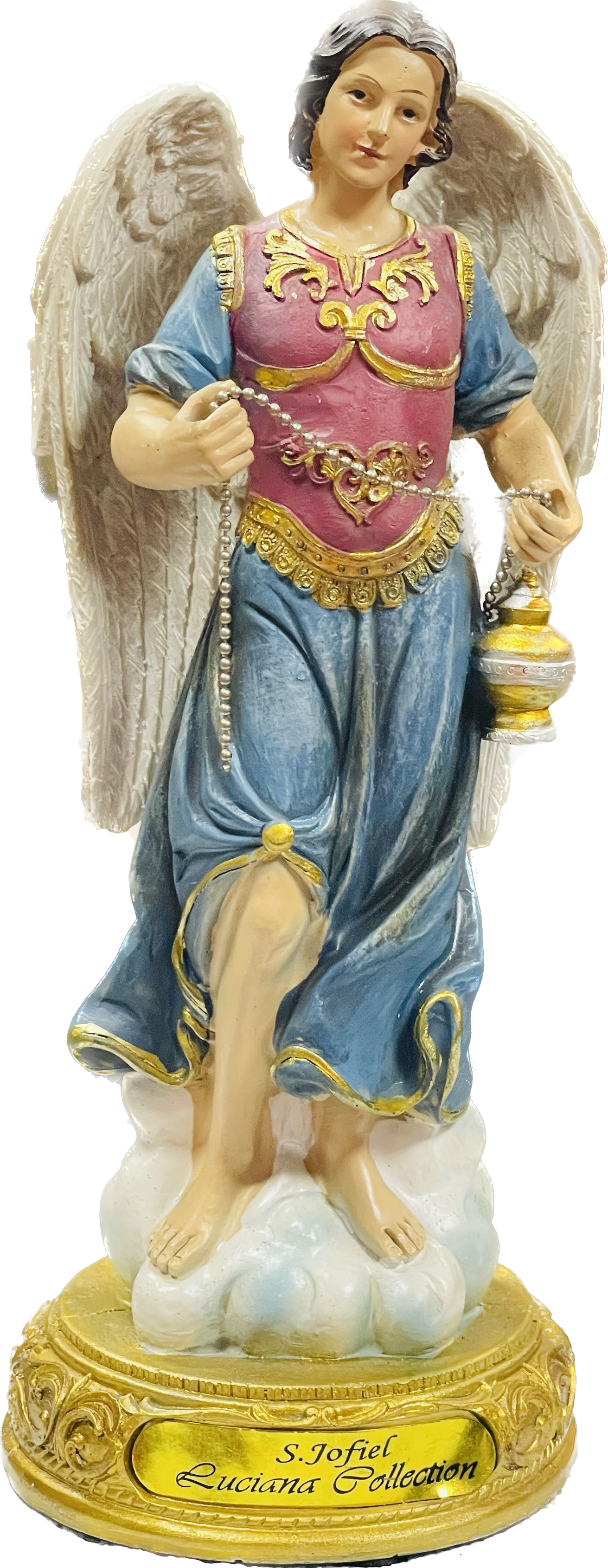 Estatua Jofiel 8 Inches Con Pedestal De Oro