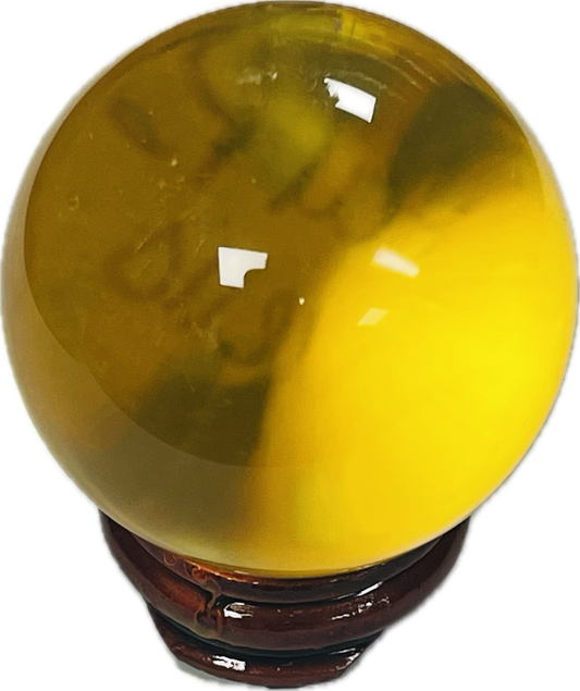 Crystal Ball With Base Yellow 50mm