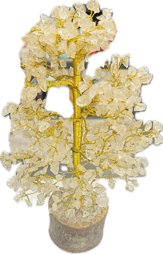White Quatrz Gem Tree