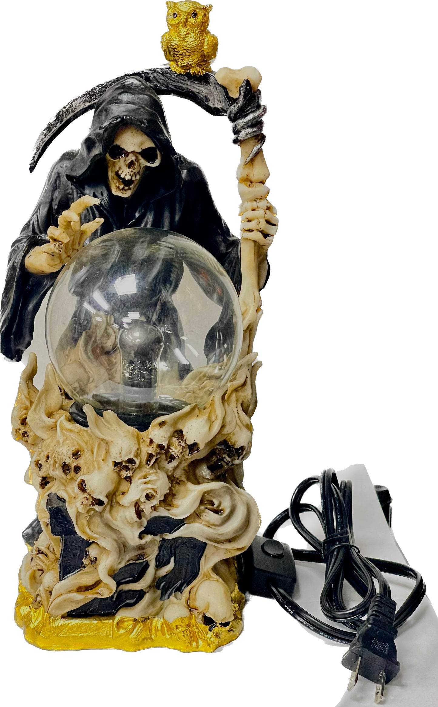 Estatua Santa Muerte Con Esfera Electrica En Negro 12" Love Gifts
