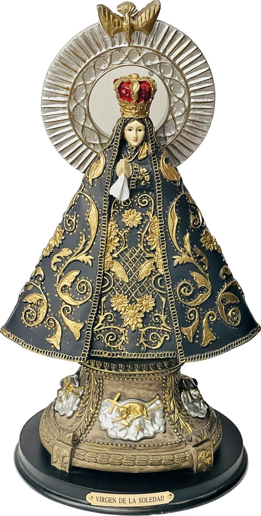 Virgen De La Soledad 12 Inches Con pedestal