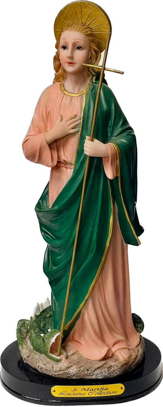 Estatua Santa Marta La Del Dragon 12 Inches Pedestal Negro