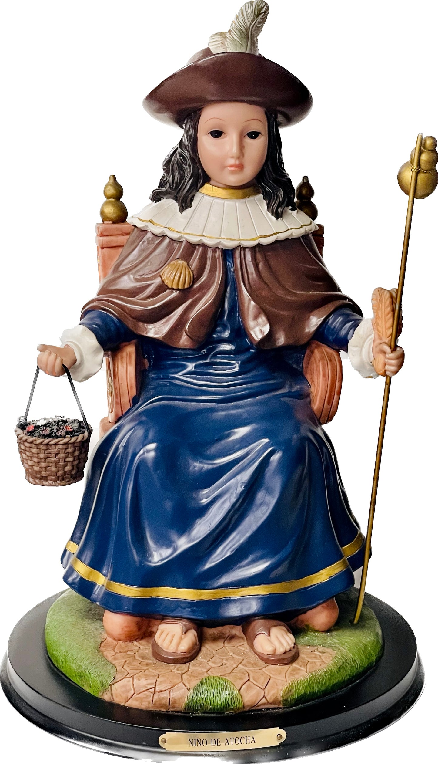 Niño De Atocha 18 Inches Con Pedestal De Madera