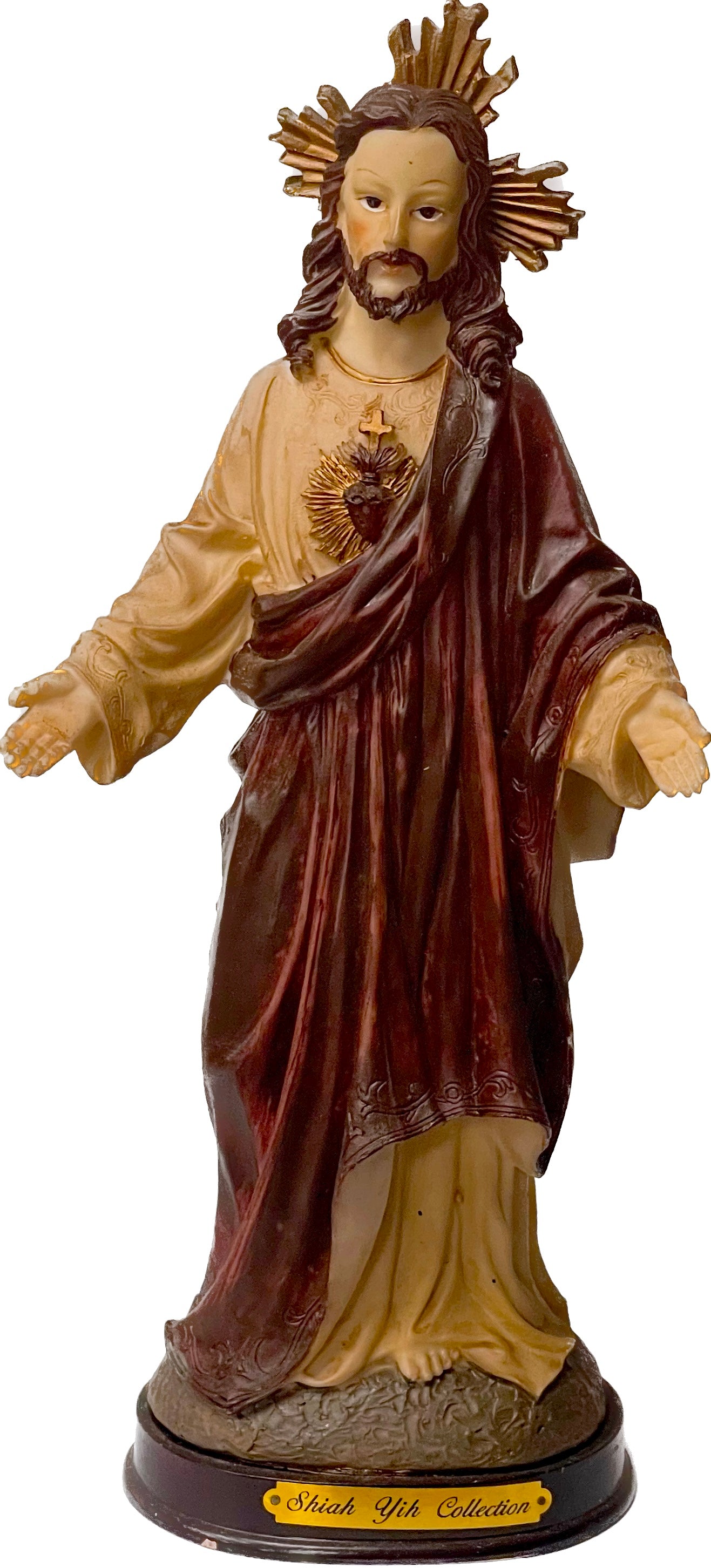 Estatua Sagrado Corazon De Jesus 10 Inches Pedestal De Madera