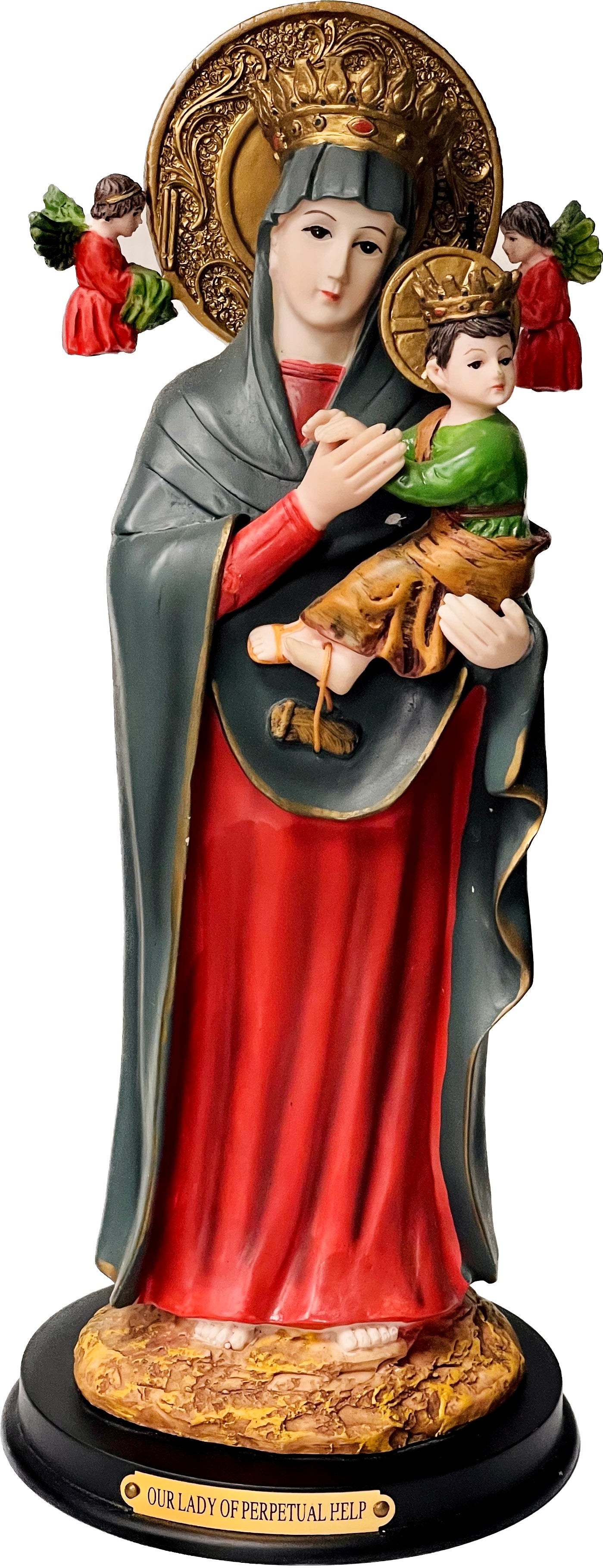 Perpetuo Socorro 12 Inches Con Pedestal De Madera