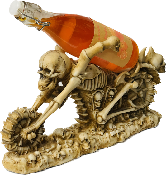 Estatua De Skull Motorcycle Wine Rest
