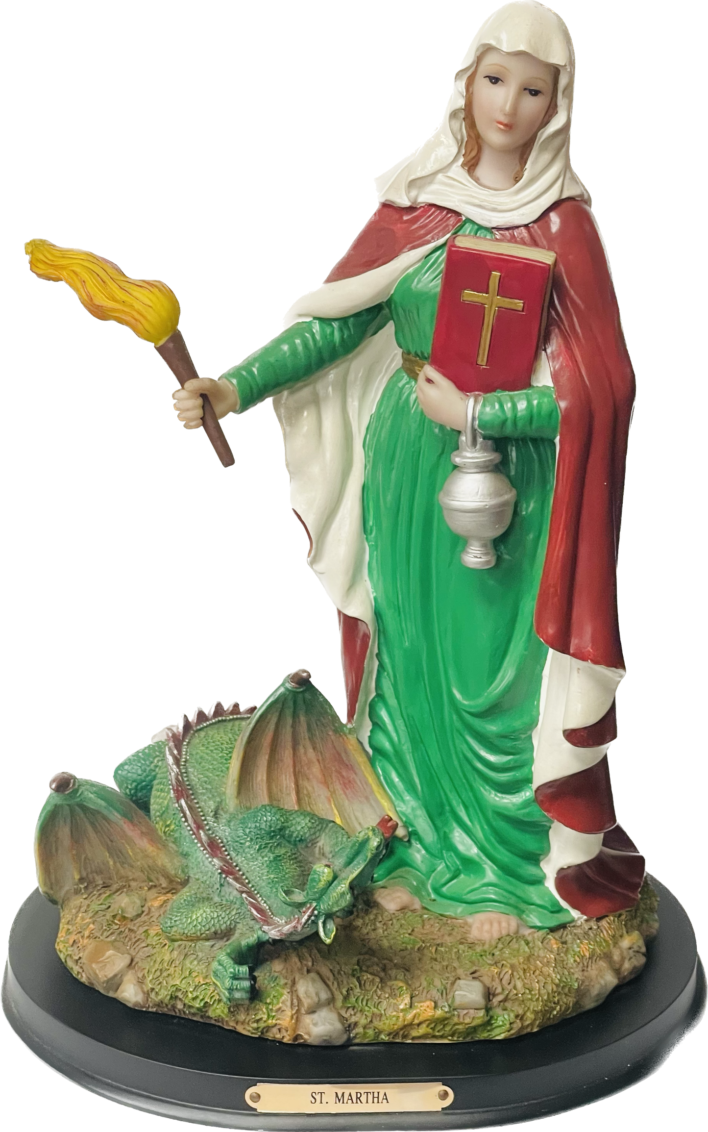 Estatua Santa Marta Con El Dragon 12 Inches