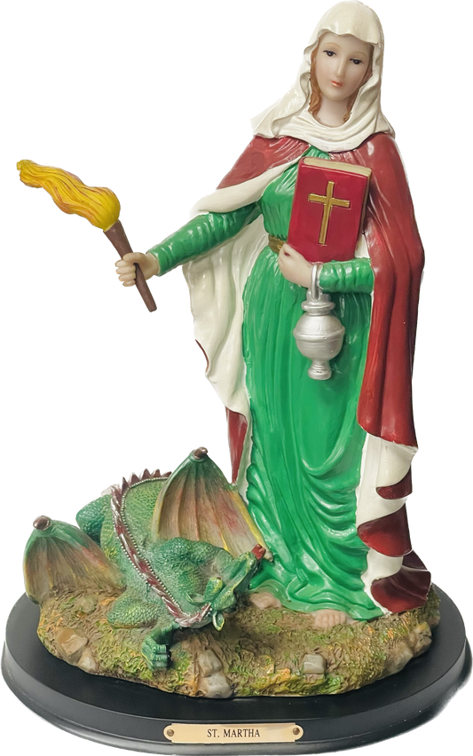 Estatua Santa Marta Con El Dragon 12 Inches