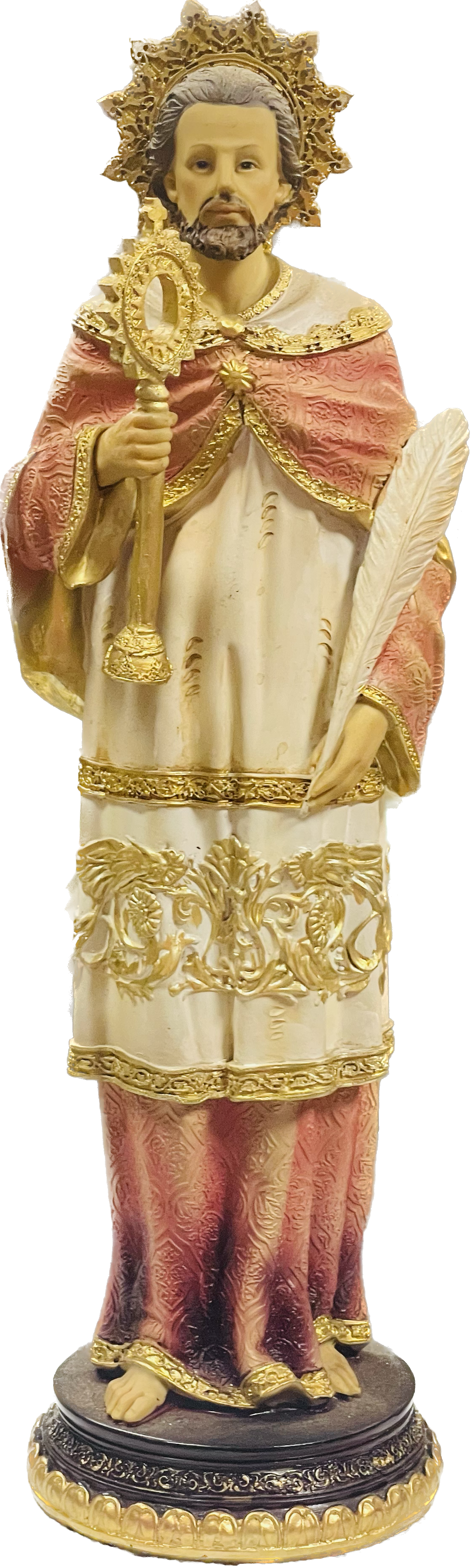 Estatua San Ramon 12 Inches Con Pedestal De Madera