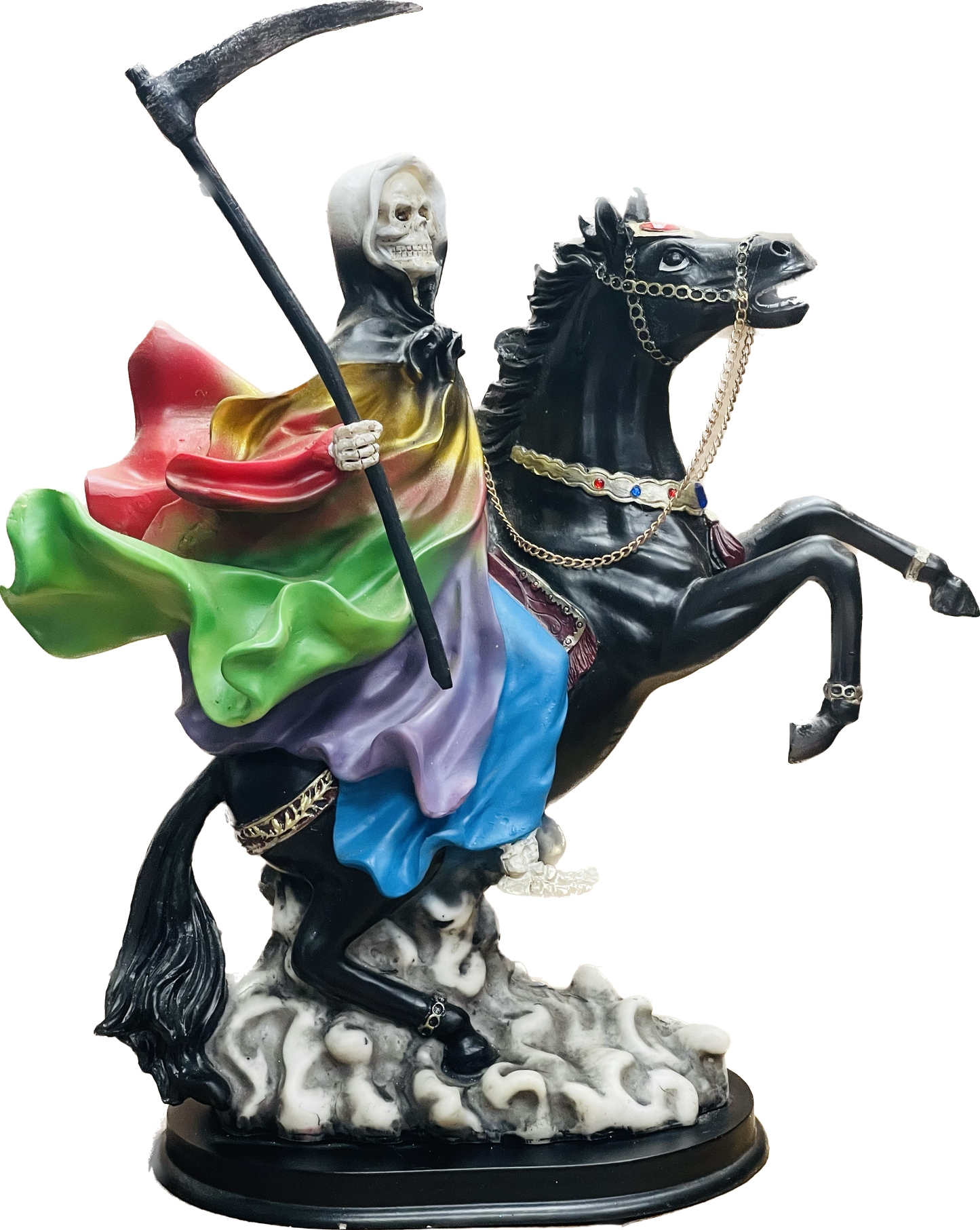 Estatua Santa Muerte En Caballo 7 Colores