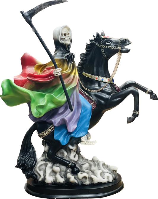 Estatua Santa Muerte En Caballo 7 Colores