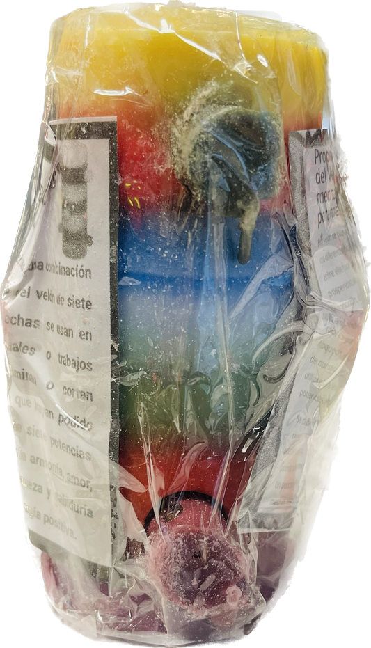 Poderosa Vela 7 Mechas Multicolor Mtc07