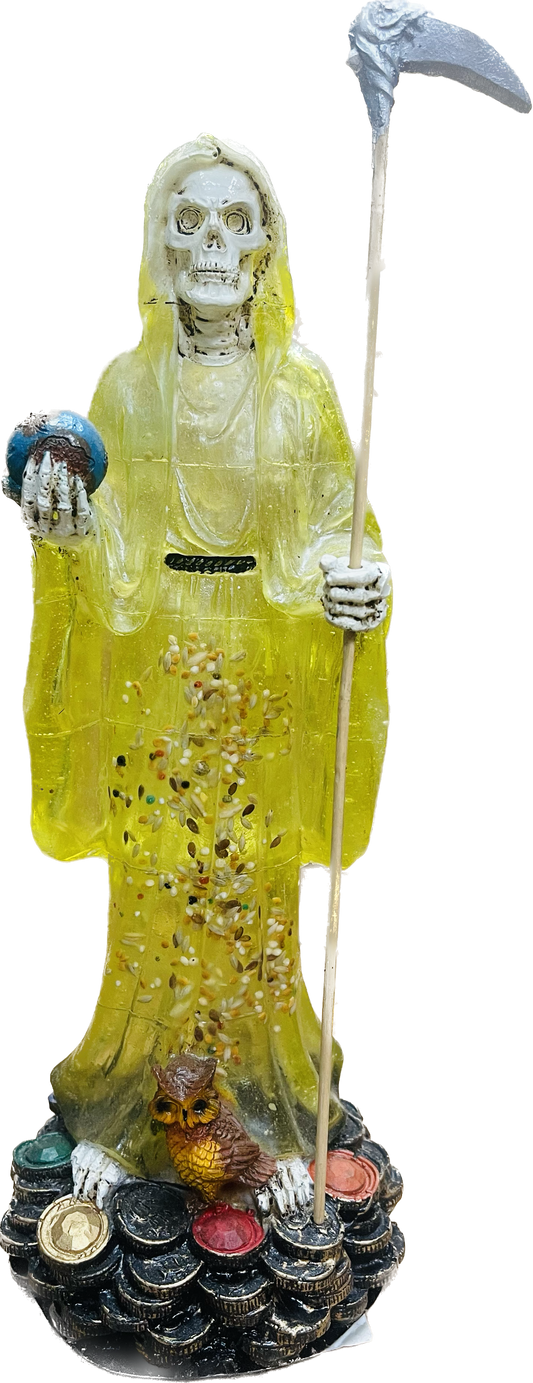 Estatua Santa Muerte Con Monedas Acrilica12" 1023