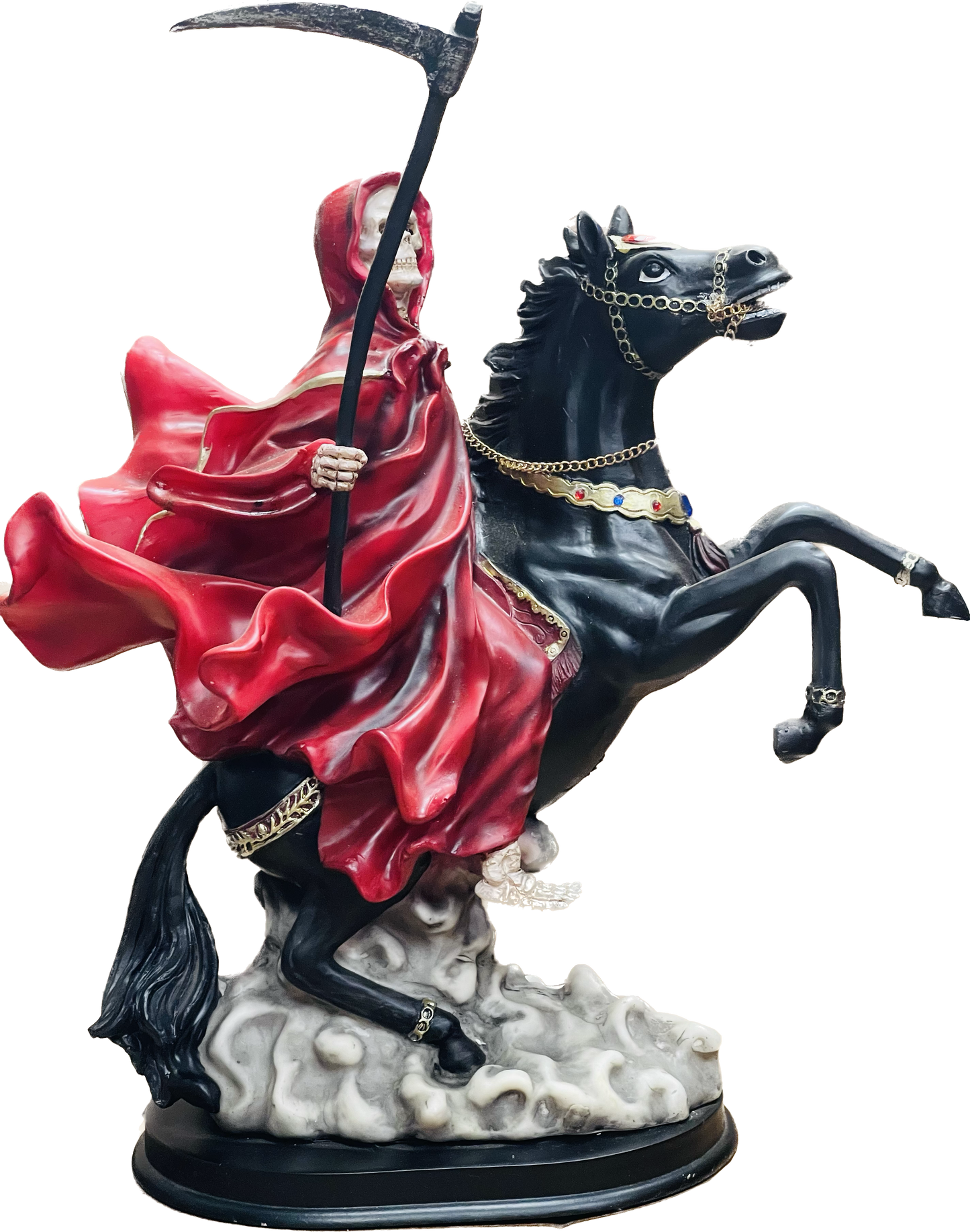 Santa Muerte Roja  En Caballo 12 Inches