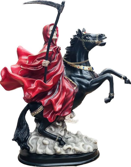 Santa Muerte Roja  En Caballo 12 Inches