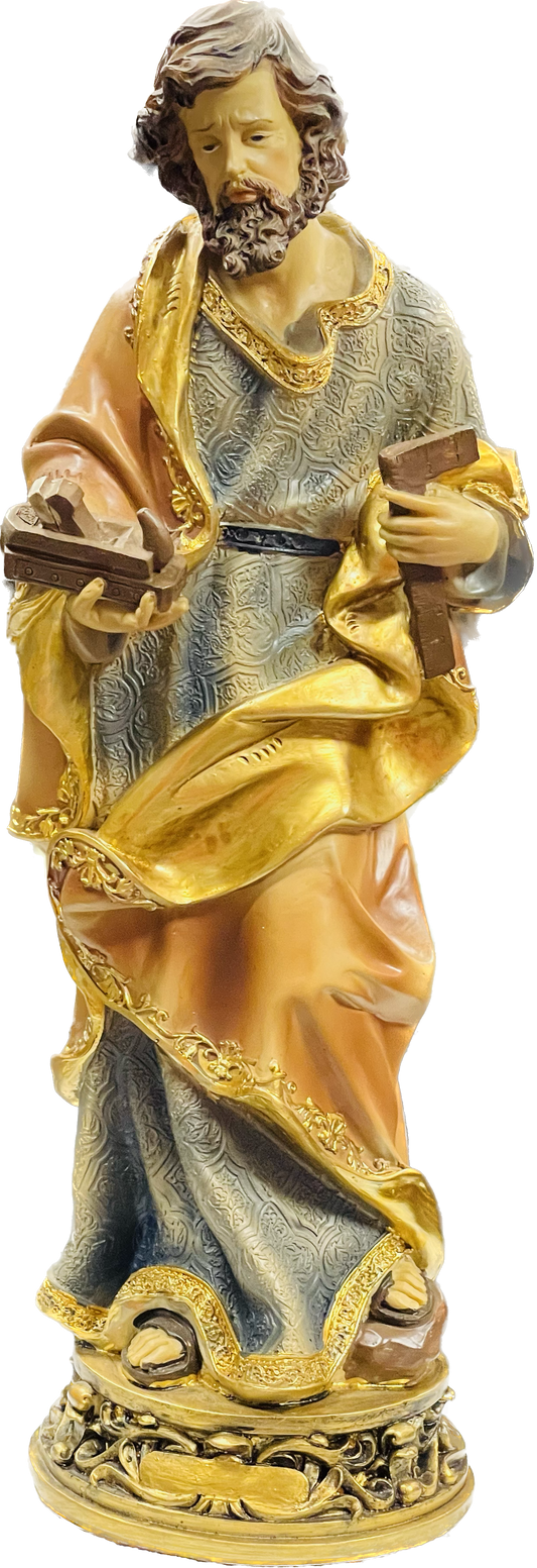 Estatua San Judas Iscariote 12 Inches Pedestal De Oro