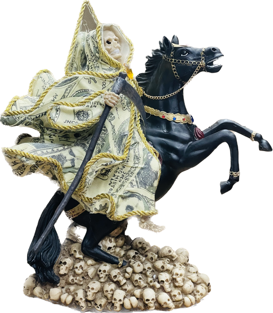 Estatua Santa Muerte Money Black Horse