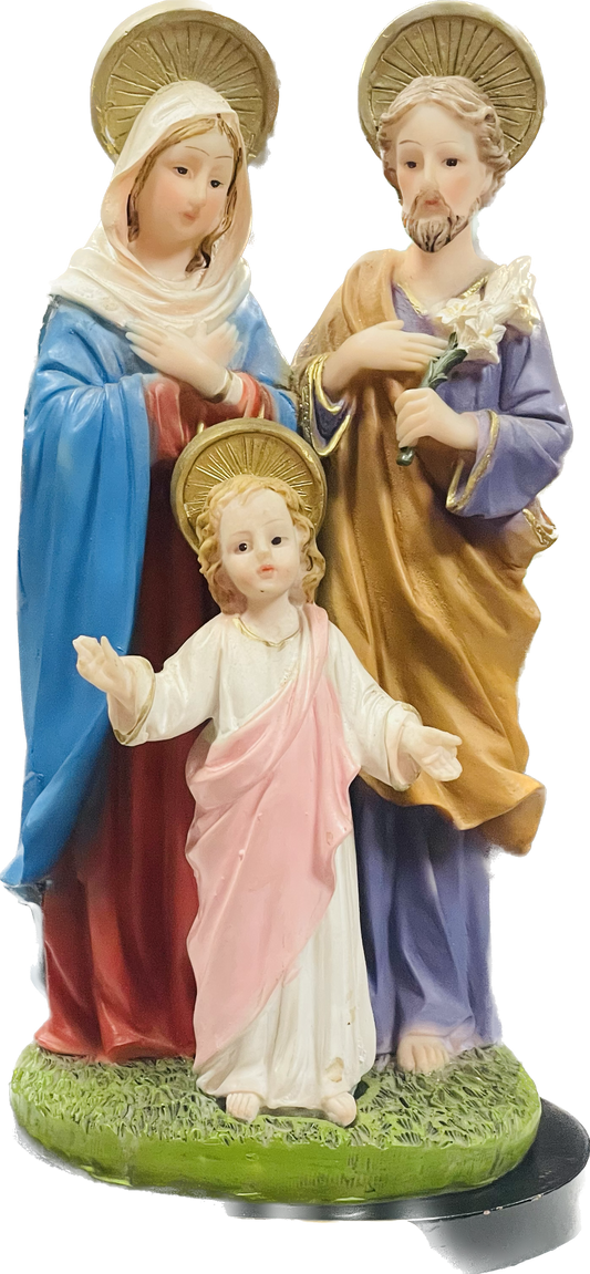 Estatua Sagrada Familia 10 Inches Pedestal De Madera