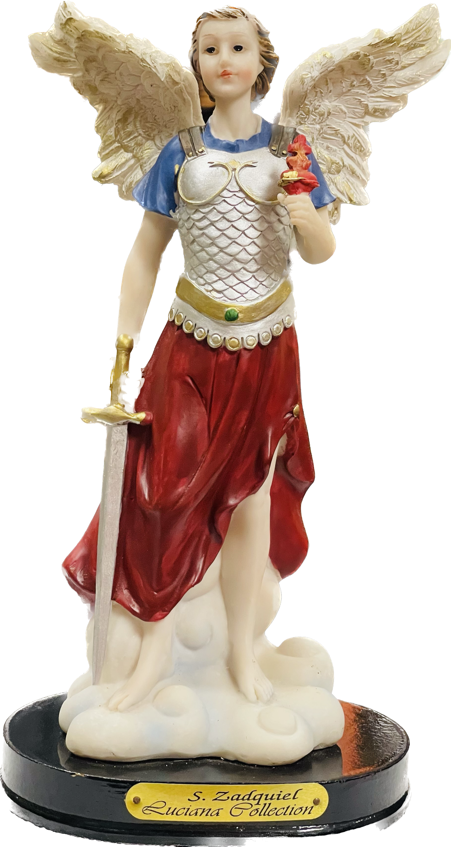 Estatua De Arcangel Zadquiel/12 Inches/ Pedestal Cafe