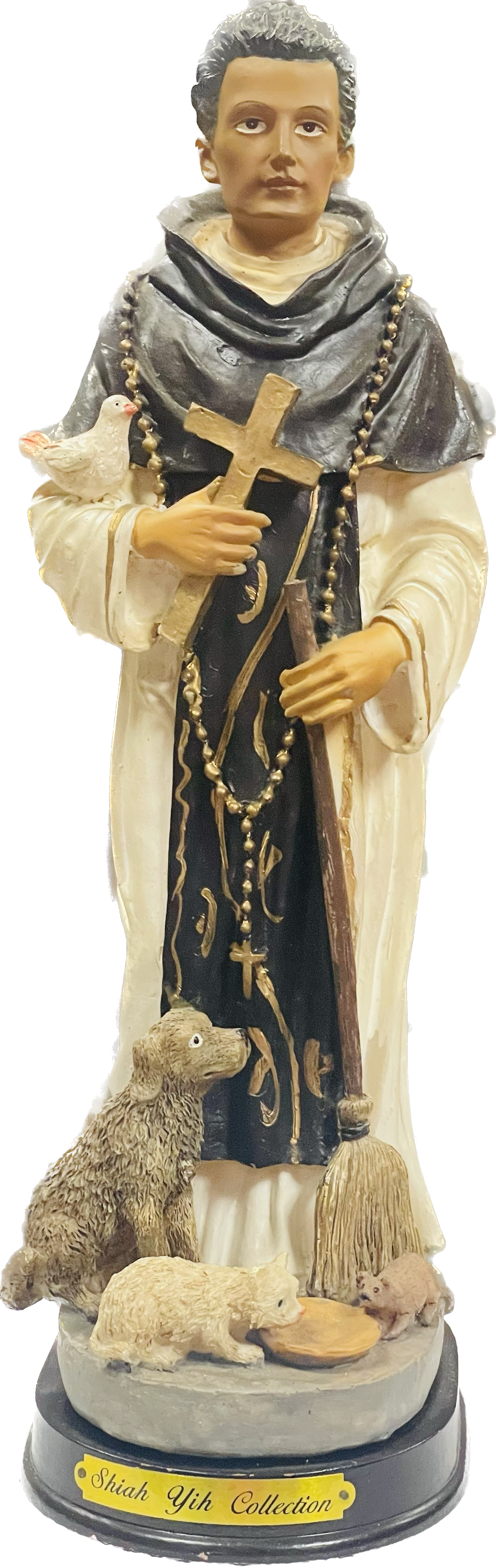 Estatua San Martin De Porres 10" Pedestal Madera